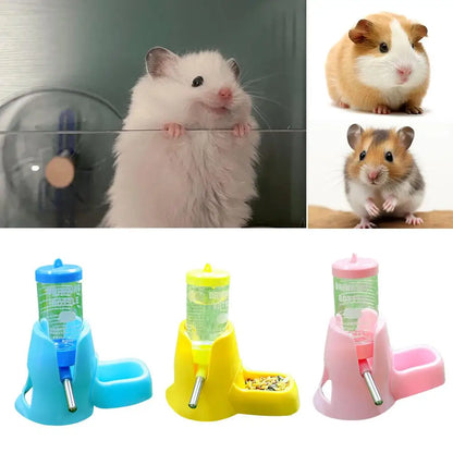 Hamster Water Feeder Small Animal Automatic Dispenser Drinking Water Bottle Bowls Dish with Food Container for Guinea Pig Rat
