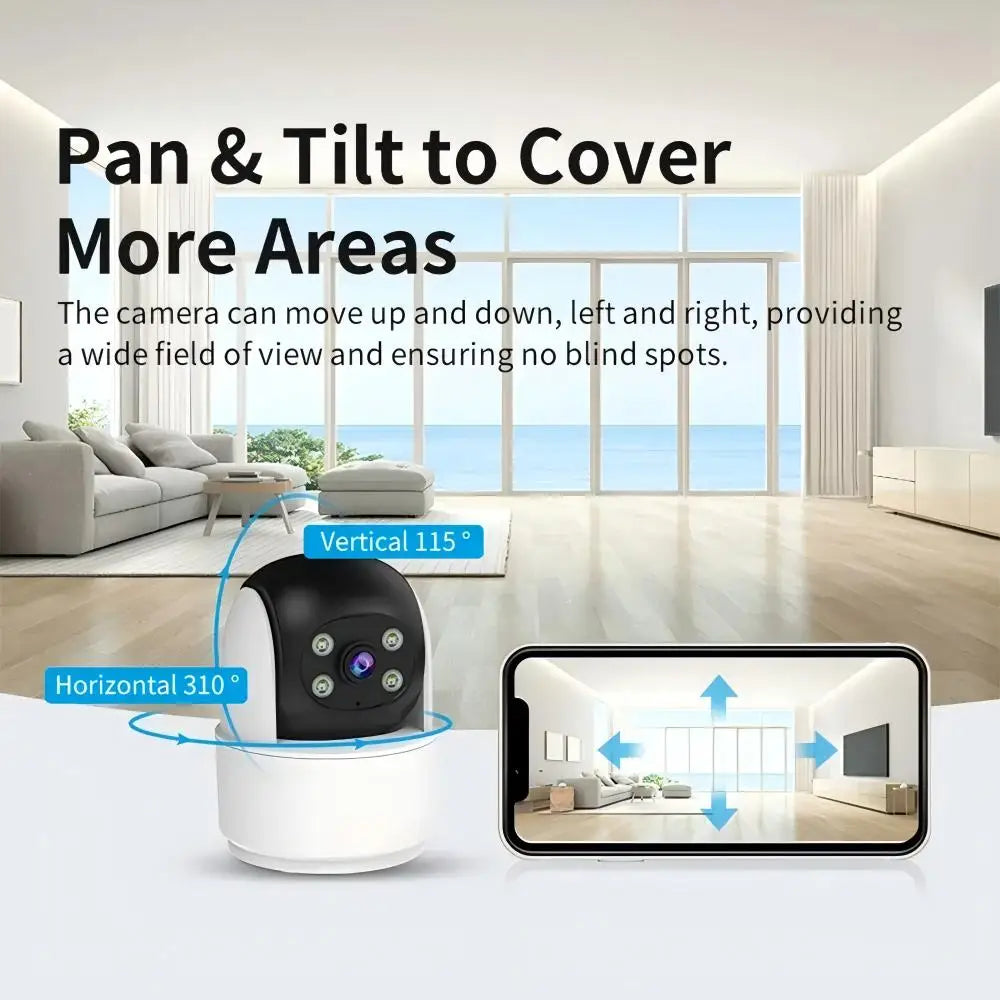 Pet Monitoring Camera Color Night Vision Pan-Tilt Rotation AI Human Detection Two-Way Audio 2.4G WiFi Connection