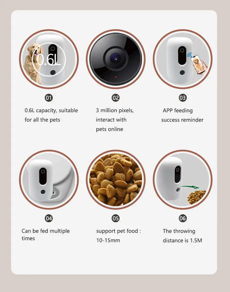HD Camera Automatic Pet Feeder Wifi Smart App Remote Control Portable Throwing Treat Dog Dispenser