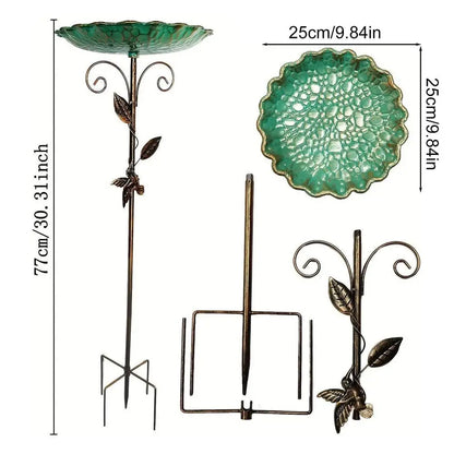 Bird Baths for Outdoor Patio Birdfeeder Metal Standing Birdbath Bowl Decorations Frost-proof Height Adjustable for Backyard Deck