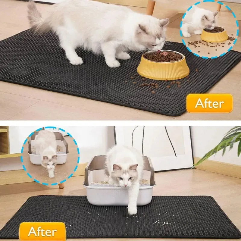 Pet Cat Litter Mat Waterproof Double Layer Cat Litter Trapping Pet Litter Box Mat Clean Pad Products For Cats Accessories
