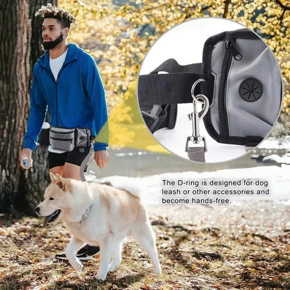 Dog Training Walking Bag Hand Free Treat Pouch Running Waist Bag Pet Puppy Train Snack Feeder Pocket Dog Bowls Water Cup Bags