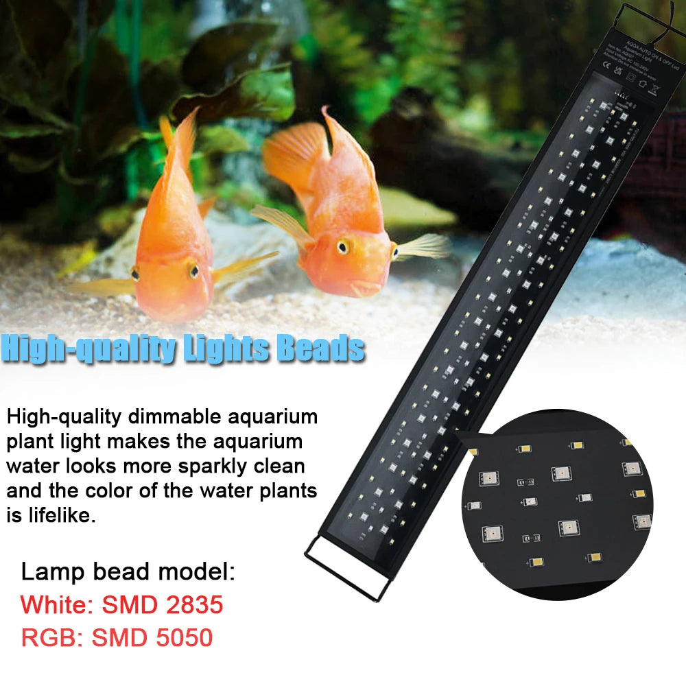 24/7 Lighting Aquarium LED Light full Spectrum Extendable Timer Adjustable Brightness Fish Tank Light Aquariums Decoration Lamp