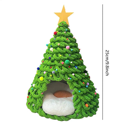 Christmas Tree Cat House Fun Craft House Kitten Beds Furniture Material Set Cat Christmas Tree Bed for Universal Pet Suppplies