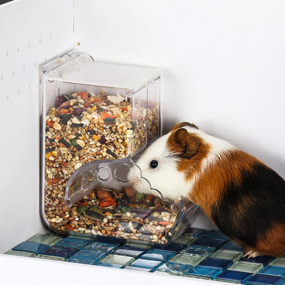  2-1PCS Cute Hamster Samll Animal Automatic Pet Food Feeder Convenient Strong Clear Transparent Safe Food Bowl for Hamster Bird