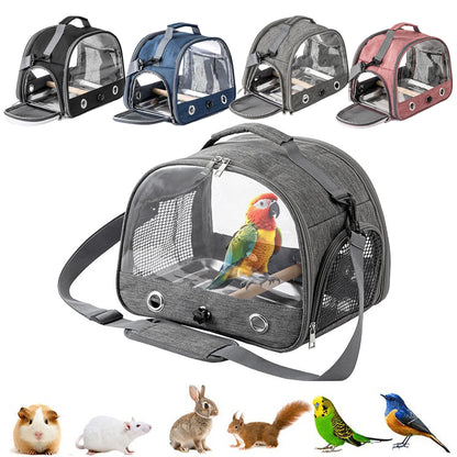 Small Bird Travel Carrier Portable Parrot Parakeet with Standing Side Access Window Foldable Outdoor Carry Bird Carrier Bag