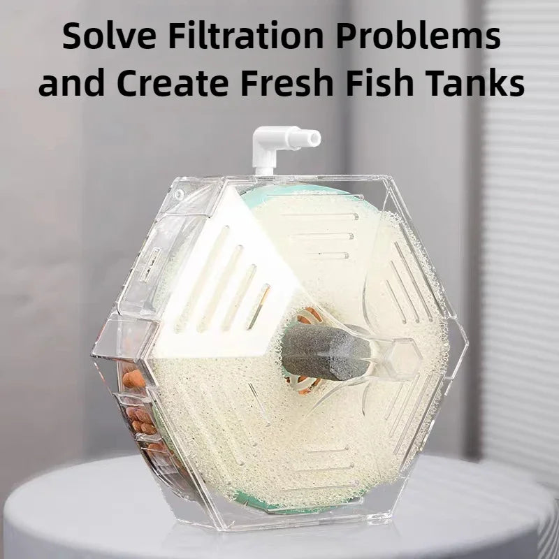 Round Thin Aquarium Fish Tank Filter Transparent Biochemical Sponge Filter Aquarium Biological Filter Submersible Water Pump