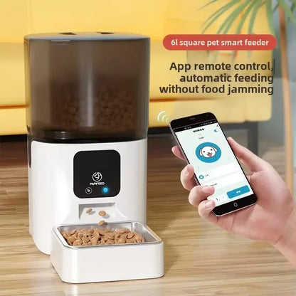 Smart Interactive Automatic Pet Feeder Bowl Eco-Friendly Solid WIFI Remote Timing Quantitative Visual Charge Box For Cats PP