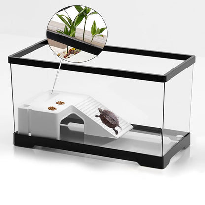 Turtle Tank Turtle Habitat Multifunctional Area Hideout Box Terrapin with Platform Tortoise Enclosure Starter Indoor Decor