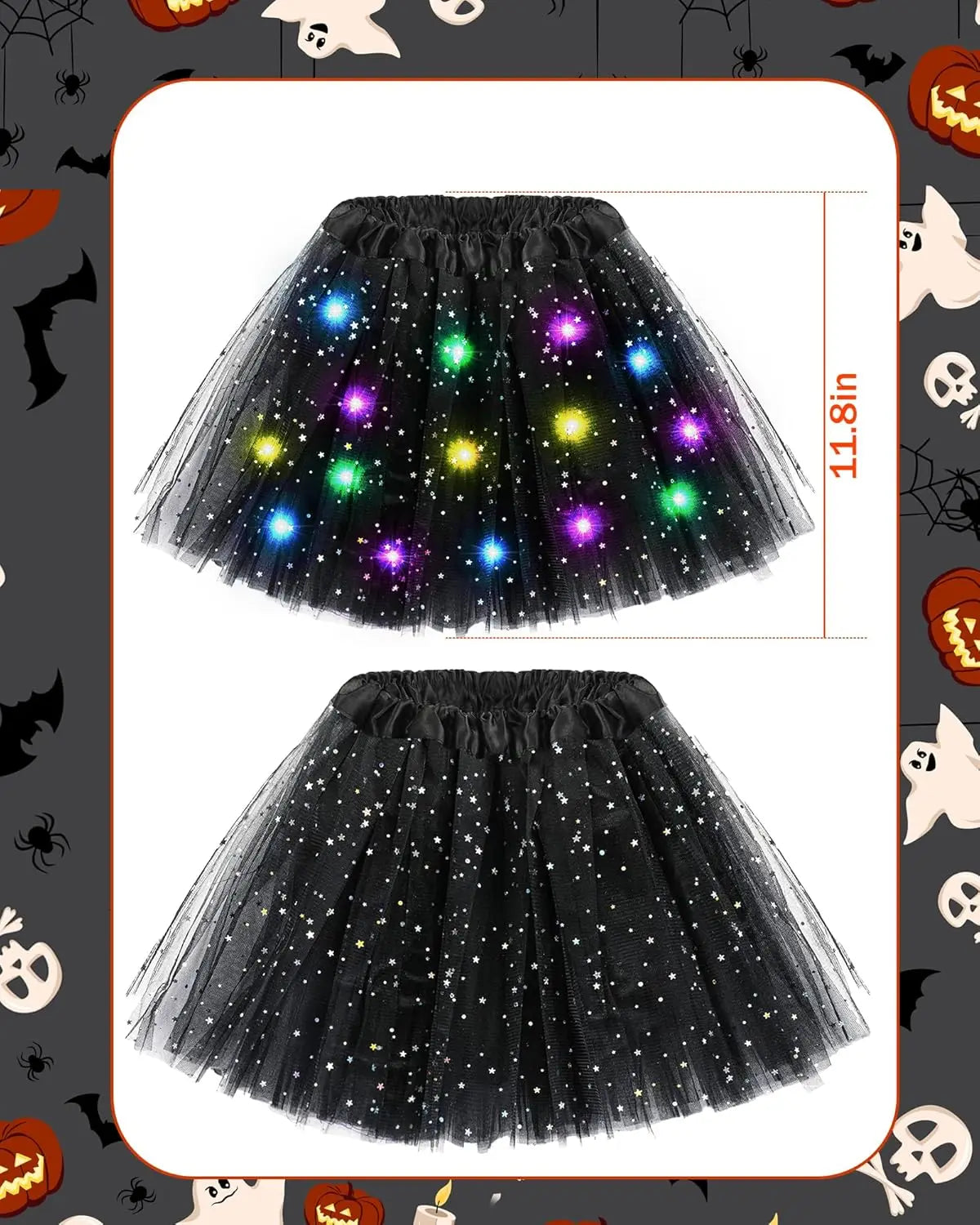 Black Cat Costume for Girls Women Led Tutu Skirt Animal Ears and Tail Halloween Cosplay Party Fancy Dressed