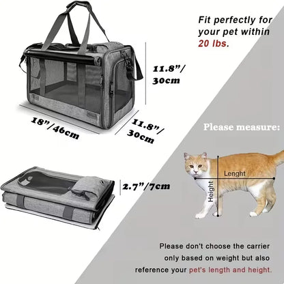 [Airline Approved Pet Carrier] Durable, Breathable Medium Cat And Small Dog Carrier