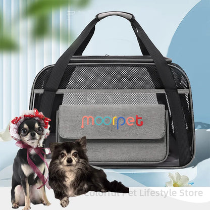Dog Carrier Bag Breathable Large Capacity Mesh Cat Carrier Bag Pet Outing Portable Cat Puppy Handbag Crossbody Small Pet Slings