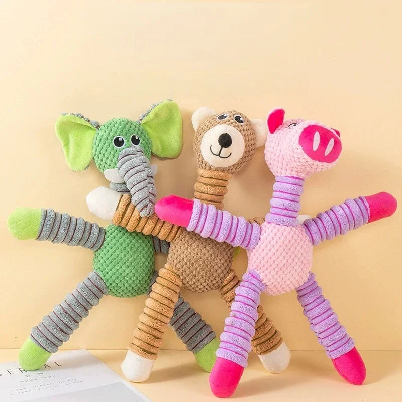 Dog Plush Toys. Spiral Bite Resistant Doll. Elephant,Pig,and Teddy Bear Designs,Interactive Toys for Small and Medium-sized Dogs