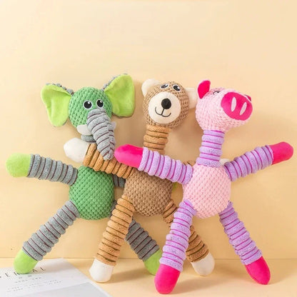 Dog Plush Toys. Spiral Bite Resistant Doll. Elephant,Pig,and Teddy Bear Designs,Interactive Toys for Small and Medium-sized Dogs