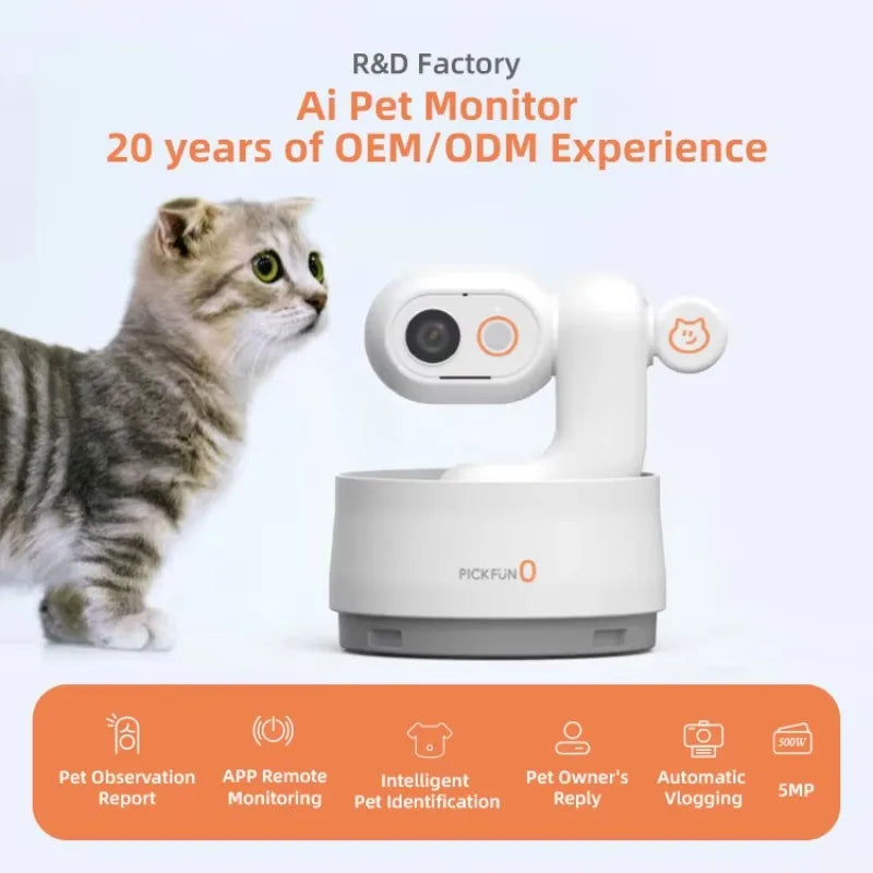 1080P HD Smart Pet Camera Auto Tracking 5G WiFi Night Vision Plastic Material AI Observation Report For Cats/Dogs Smartphone APP