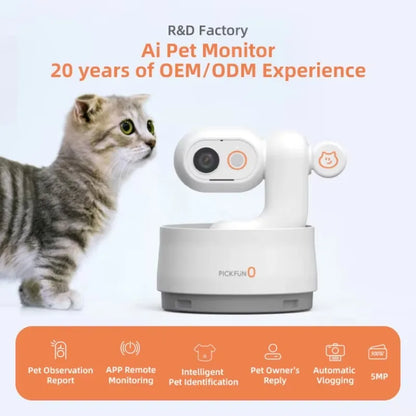 1080P HD Smart Pet Camera Auto Tracking 5G WiFi Night Vision Plastic Material AI Observation Report For Cats/Dogs Smartphone APP