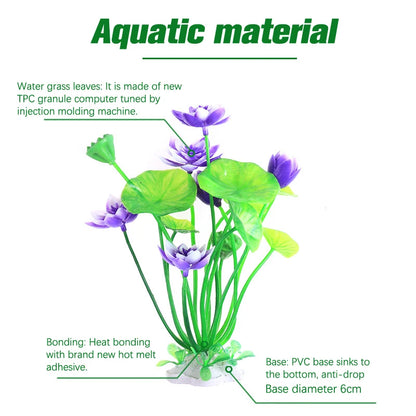Aquarium Artificial Lotus Plants Decoration Fish Tank Landscaping Water Grass Ornaments Aquatic Simulated Flower Plant Supplies