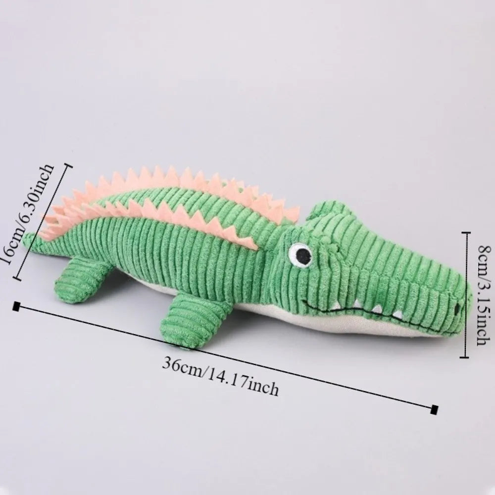 Dog Sound Bite Resistant Dog Chew Cartoon Animal Shape Pet Crocodile Soft Stuffed Pet for Cats and Dogs