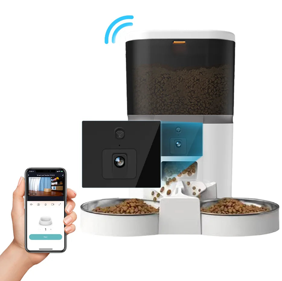 4L Smart 5v USB Automatic Cat Feeder With Camera Video Cat Dry Food Dispenser Pet Smart Voice Recorder Auto Feeder With Stainles