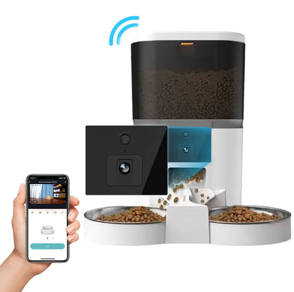 4L Smart 5v USB Automatic Cat Feeder With Camera Video Cat Dry Food Dispenser Pet Smart Voice Recorder Auto Feeder With Stainles