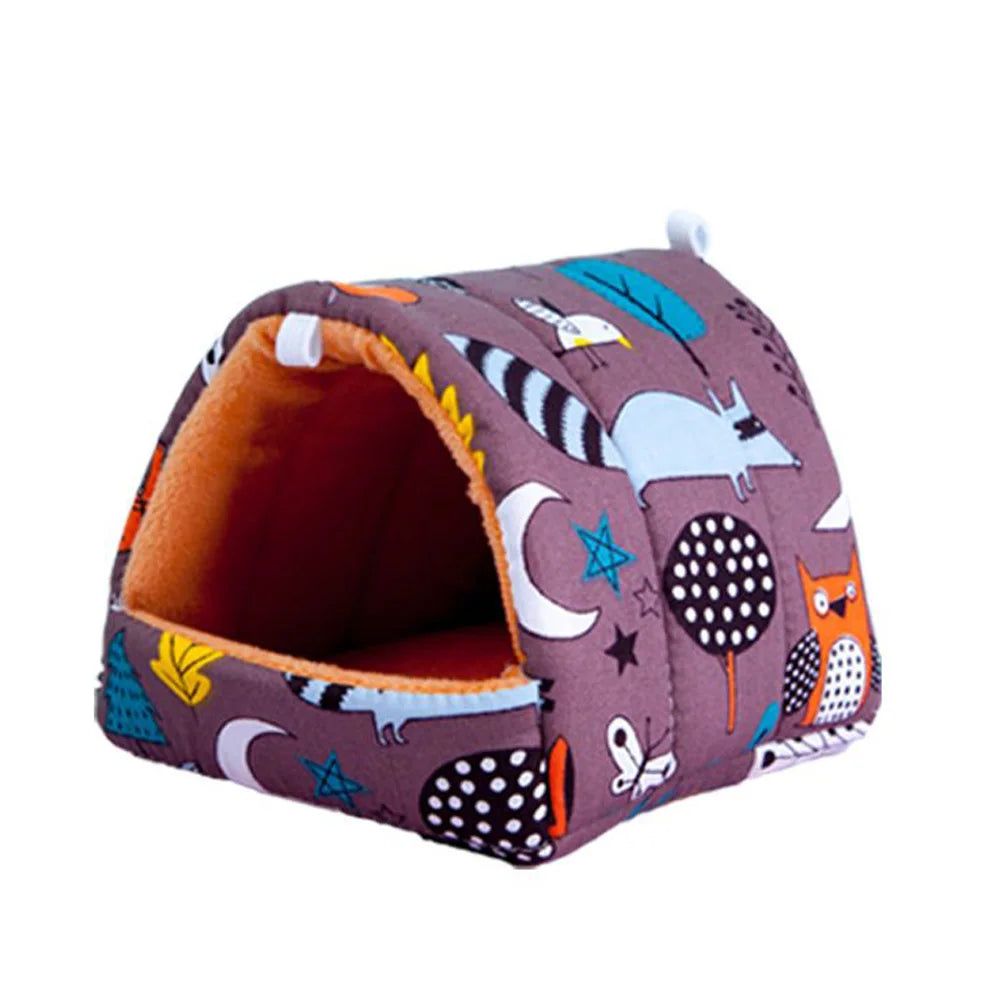 Cute Cartoon Rabbit Squirrel Mini Cage Guinea Pig Nest Small Animal Mice Rat Pet Sleeping Bed Hamster House Winter Warm Soft Mat