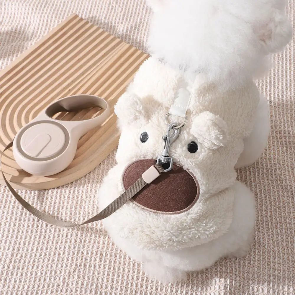 Dog Apparel Bear Pattern Winter Puppy Clothes Warm Thickened Puppy Sweatshirt Comfortable Sleeveless Pet Winter Coat Outdoor Use