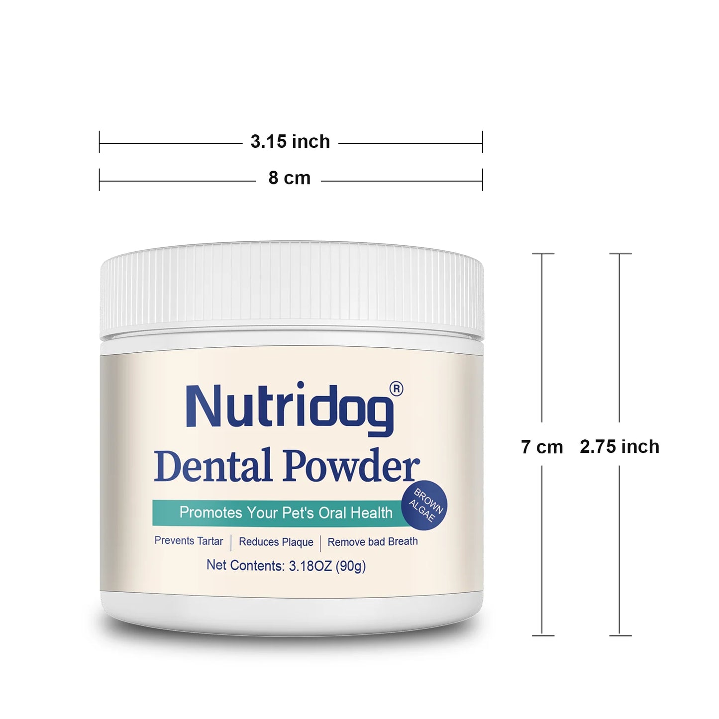 NUTRIDOG Dental Care Powder with Green Tea Plaque Remover for Dogs&Cats Prevent Periodontal Disease Bad Breath