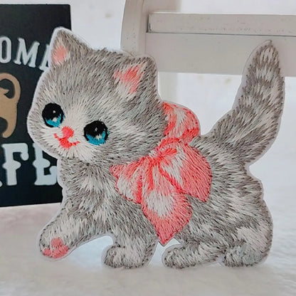 Apparel Self-adhesive Cartoon Cat Embroidered Patch DIY Cute Clothing Patch Clothes Stickers Clothes Appliques Sewing