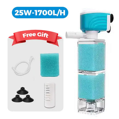 Automatic Aquarium Filter System 4W/220V Fish Tank Built-in Filter Oxygenated Water Circulation Anti Backflow Water Pump-US Plug