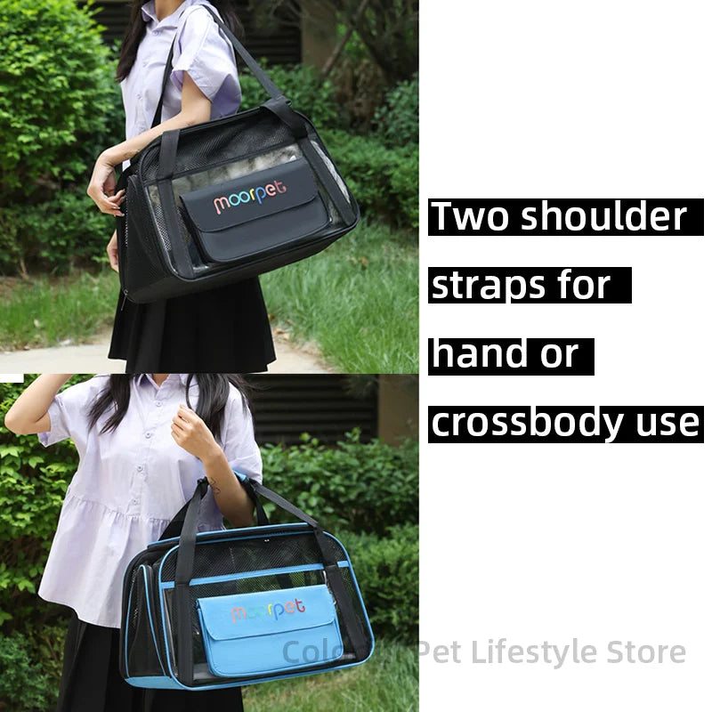 Dog Carrier Bag Breathable Large Capacity Mesh Cat Carrier Bag Pet Outing Portable Cat Puppy Handbag Crossbody Small Pet Slings