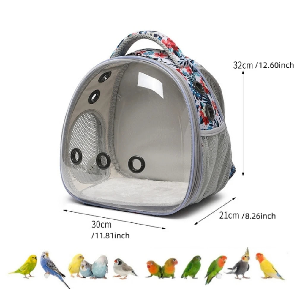 Bird Carrier Travel Bag Bird Backpack for Birds Parrots Small Pet Acrylic Bubble Portable Bird Cage Outdoor Travel Hiking