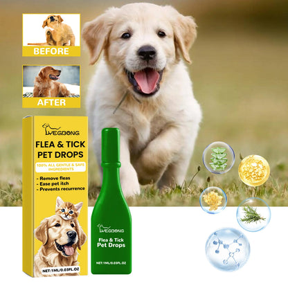 Pet Flea & Tick Drops Effectively Drive Away Fleas Mites Improve Pet Skin Healthy Relieve Itching Discomfort Pet Skin Care Agent