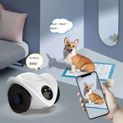 HD Wifi Camera 360° Pet Robot Toys Dog Treat Camera Dispenser Feeder 1080P Full Move Freely 2-Way Audio App 30 Days Long Standby