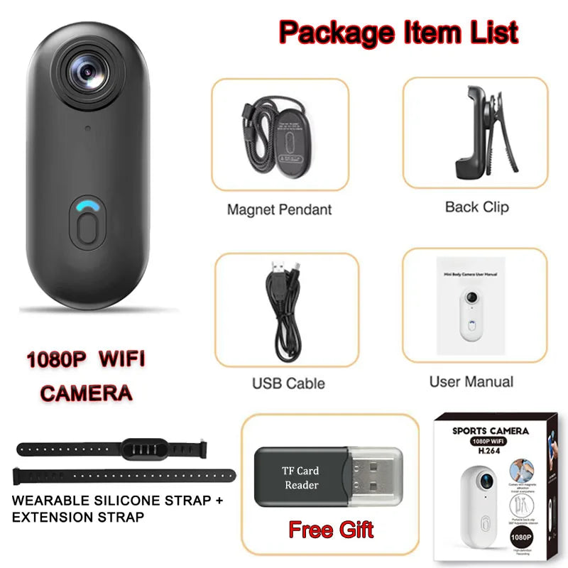 4K HD Mini Pet Collar Camera Wide Angle Lens 1080P FHD Portable Dog Cat Neck Camera Vlog Sport Action Body  WiFi Video Recording