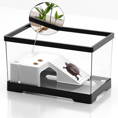 Turtle Tank Turtle Habitat Multifunctional Area Hideout Box Terrapin with Platform Tortoise Enclosure Starter Indoor Decor