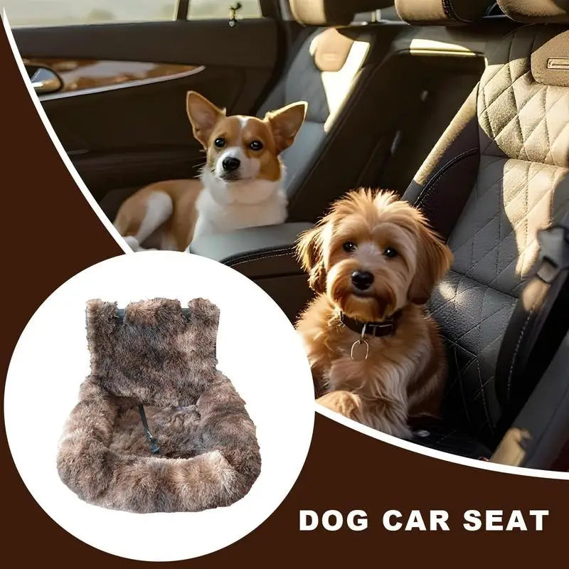 Dog Booster Car Seat Soft Puppy Car Seat Non-slip Dogs Traveling Bed Car Back Seat Kennel Plush Pet Mat Car Interior Accessories