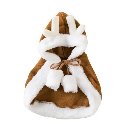 Funny Cat Christmas Costume Santa Cosplay Pet Christmas Cape Dress Up Clothes Warm Red Scarf Cloak With Hat Pet Accessories