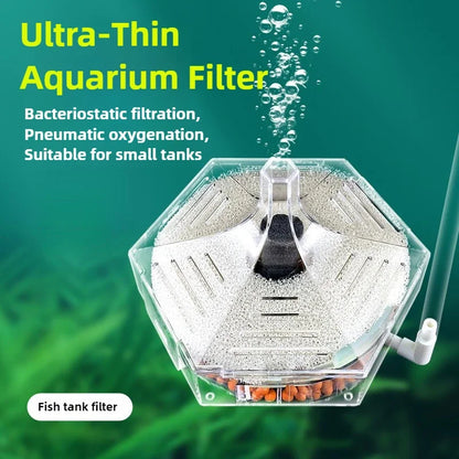 Round Thin Aquarium Fish Tank Filter Transparent Biochemical Sponge Filter Aquarium Biological Filter Submersible Water Pump