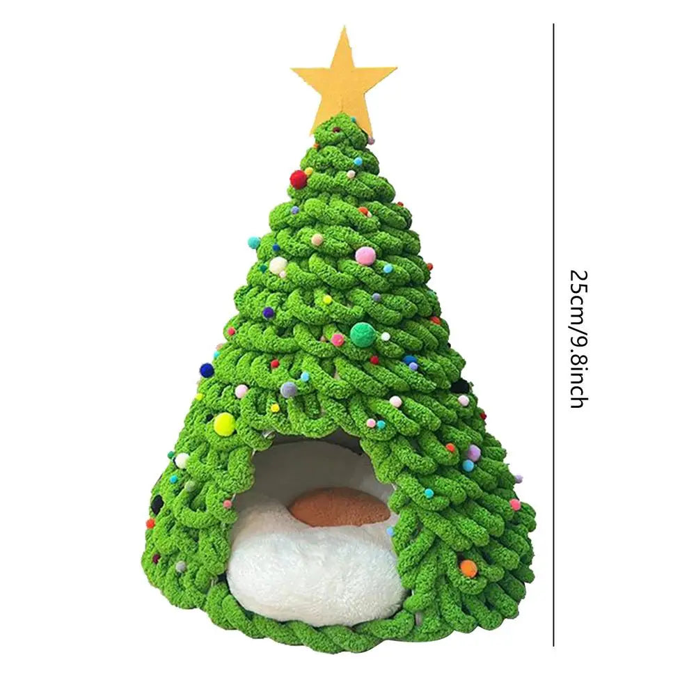Christmas Tree Cat House Fun Craft House Kitten Beds Furniture Material Set Cat Christmas Tree Bed for Universal Pet Suppplies