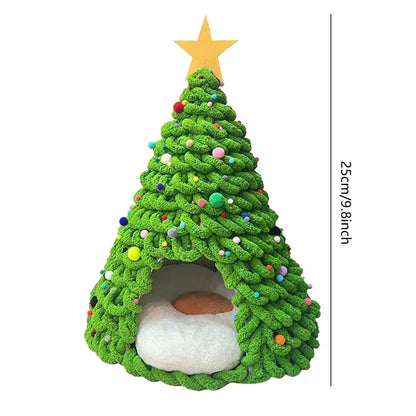 Christmas Tree Cat House Fun Craft House Kitten Beds Furniture Material Set Cat Christmas Tree Bed for Universal Pet Suppplies