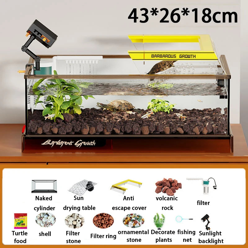 Aquarium Terrariums Large Ecological Tank Desktop Decoration Turtle Fish Tank Household Transparent Glass Reptile Breeding Case