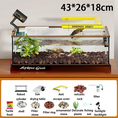 Aquarium Terrariums Large Ecological Tank Desktop Decoration Turtle Fish Tank Household Transparent Glass Reptile Breeding Case