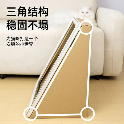 Vintage Oil Painting Cat House with Scratching Board, Multi-Functional Cat Bed & Toy for All Seasons, Retro Indoor Cat Furniture