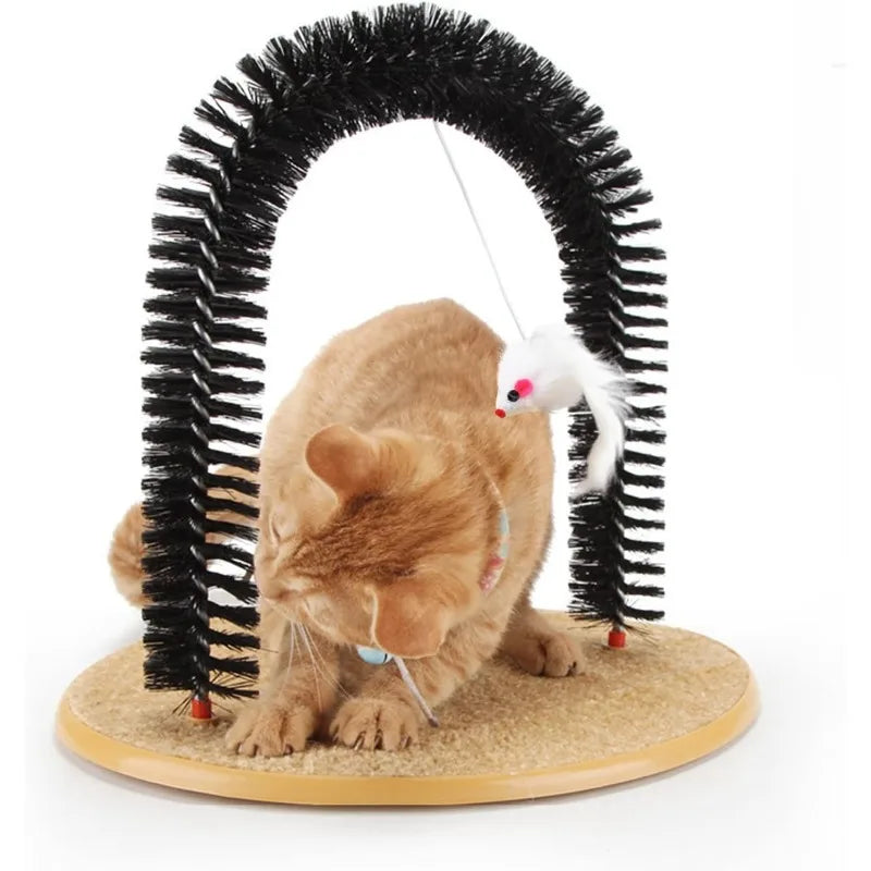 Cat grooming device, indoor cat brush toy, arch grooming device, cat massager toy