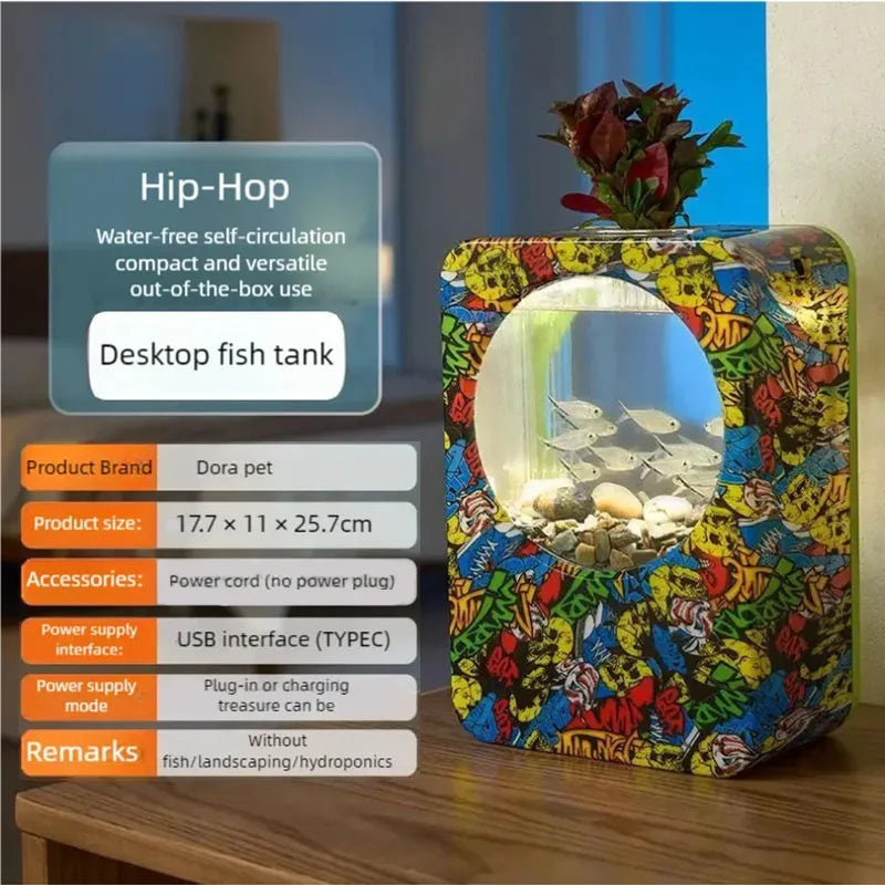 Home fish tank, living room, high-definition integrated turtle tank, no replacement aquarium, small and medium-sized office, des