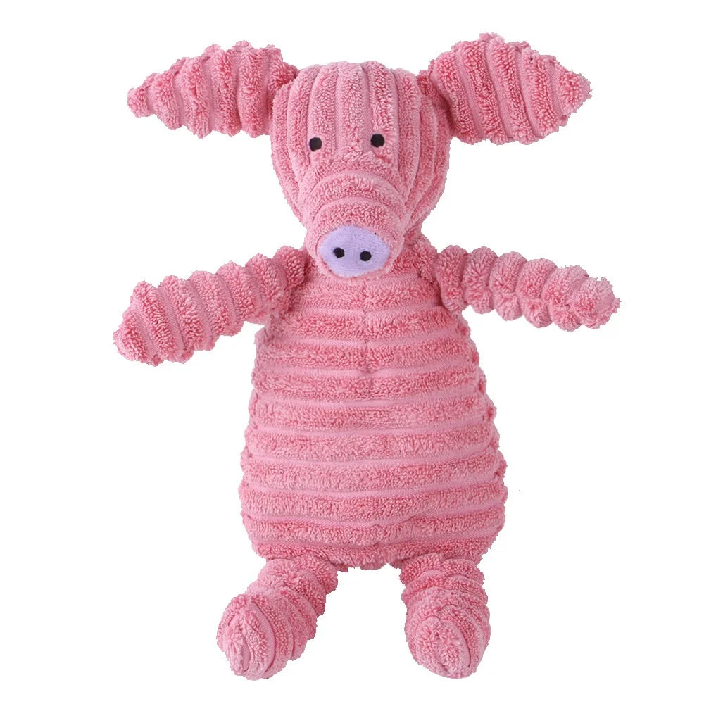 Plush Dog Toys for Puppy Pets Bite Resistant Squeaky Toys Corduroy Dog Companionship Toy Animals Shape Training Accessories for