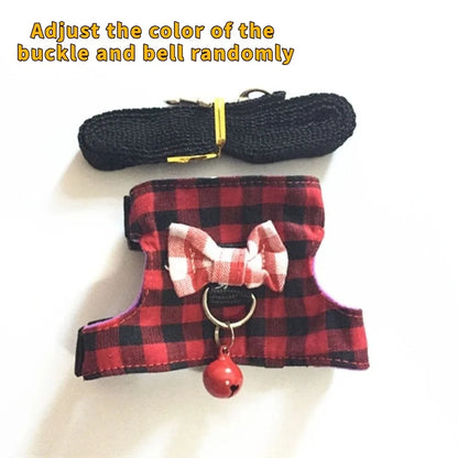 Adjustable Hamster Harness Comfortable Escape-Proof Hamster Chest Strap with Bow Bells Hamster Striped Vest Training
