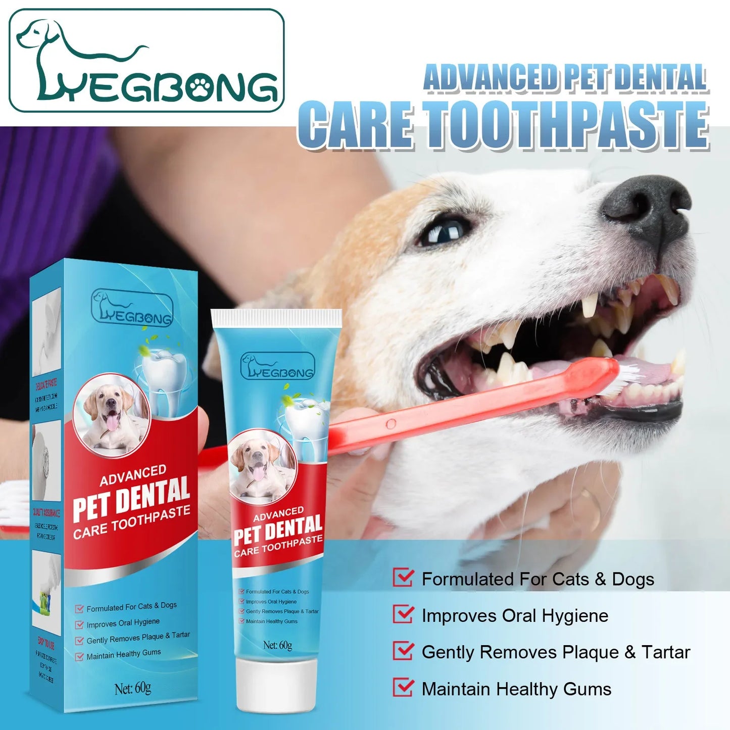 Pet Toothpaste for Dogs, Fresh Breath, Bad Breath Removal, Tartar Cleaning, Cat Oral Care, Edible