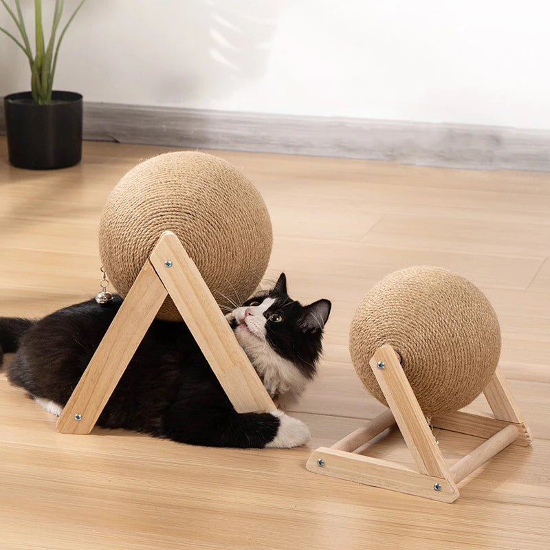 Cat Cratchers Ball Toys Sisal and Wood Stable Triangle Cats Indoor Stuff Sturdy Scratching Cool Scratch on Stand Spin