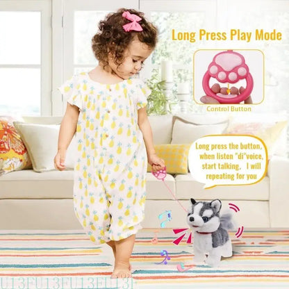 652F Electric Singing Dog Toy Walking Animal with Leash Rope Talking Puppy Toy Lovely Music Animal Toy Toddler Crawling Toy